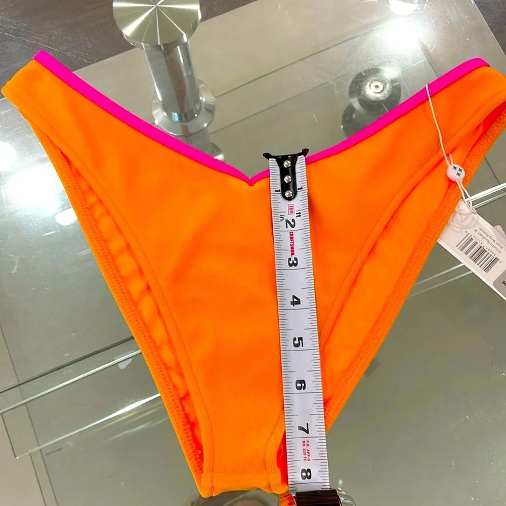 Frankie’s V orange fuscia pink high leg low rise sexy authentic M sundown Enzo